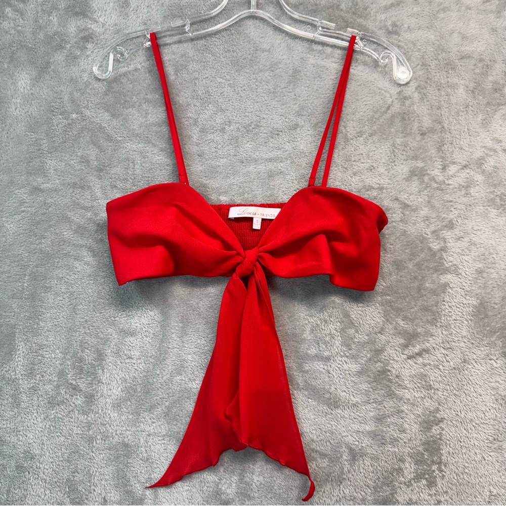 Lovers + Friends Red Tie-Front Crop Top